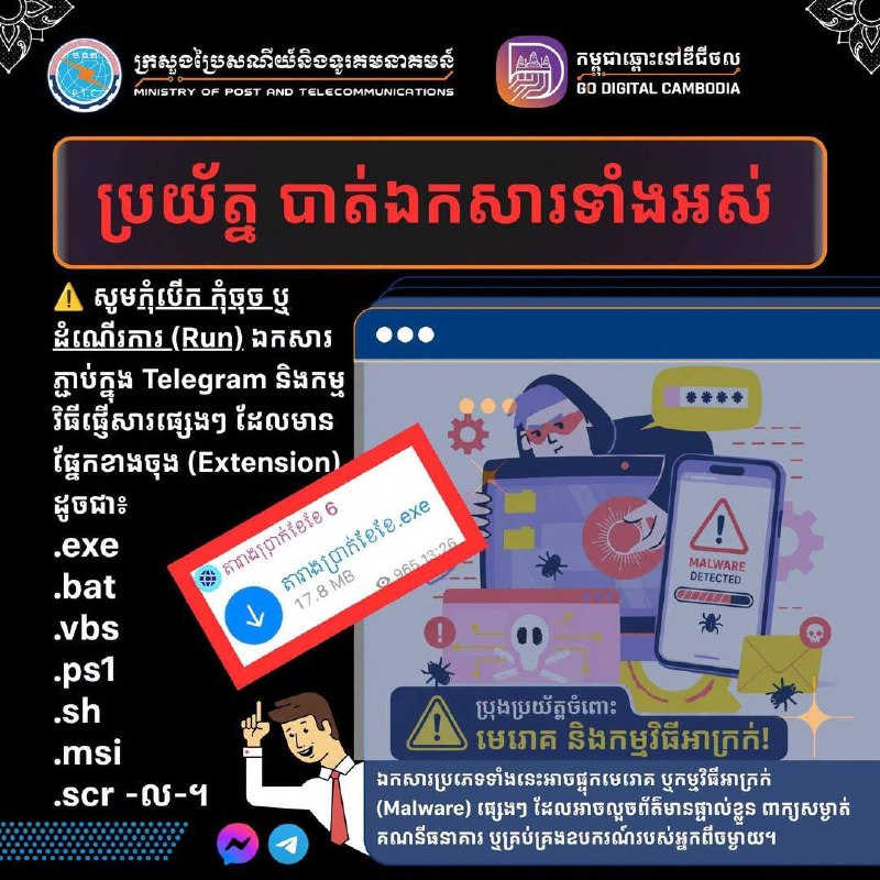 柬埔寨邮电部部长呼吁警惕Telegram等软件中的未知附件