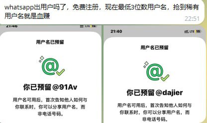 WhatsApp 正式开放用户名预约