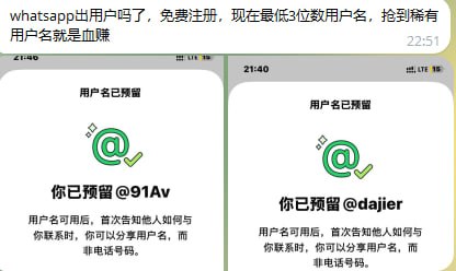 WhatsApp 正式开放用户名预约