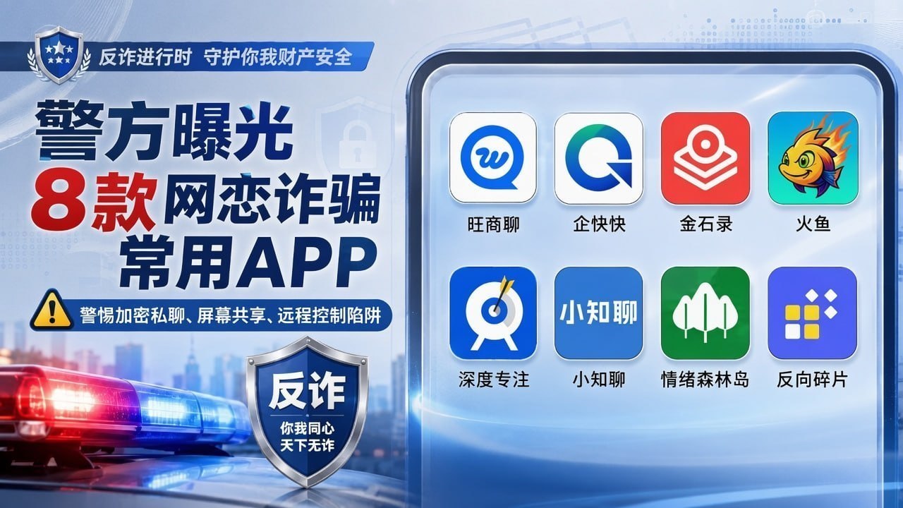国内资讯:公安机关曝光网恋诈骗常用APP,提醒别被“加密私聊”带偏