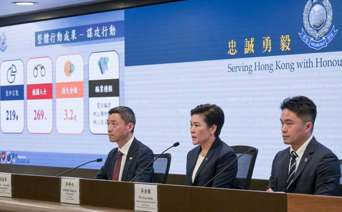 香港警方开展大规模反诈专项行动,一共拘捕269人,涉案总金额高达3.2亿港元