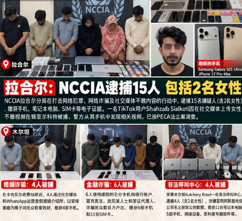 巴基斯坦资讯:旁遮普省打击网络犯罪,15名本地嫌疑人被捕