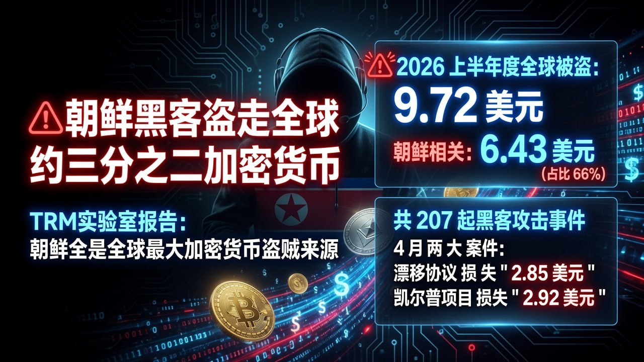 币圈资讯:朝鲜相关黑客被指盗走全球约三分之二加密货币