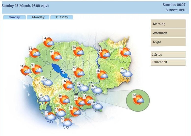 柬埔寨未来三天多省有阵雨