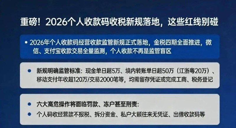 2026收款码要变天!个人年收超120万直接亮“红灯”