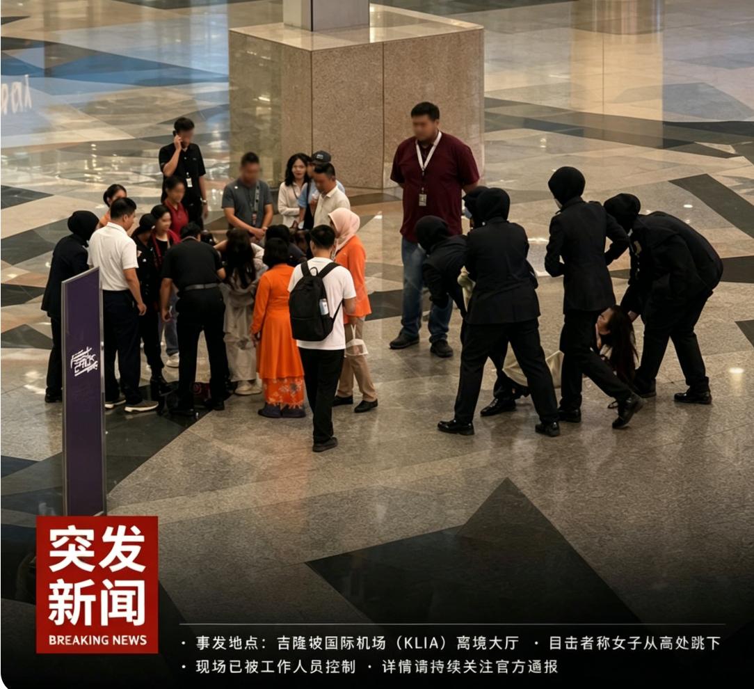 马来西亚新闻 吉隆坡机场突发事件!中国女子 疑因无法登机情绪失控从高处跳下
