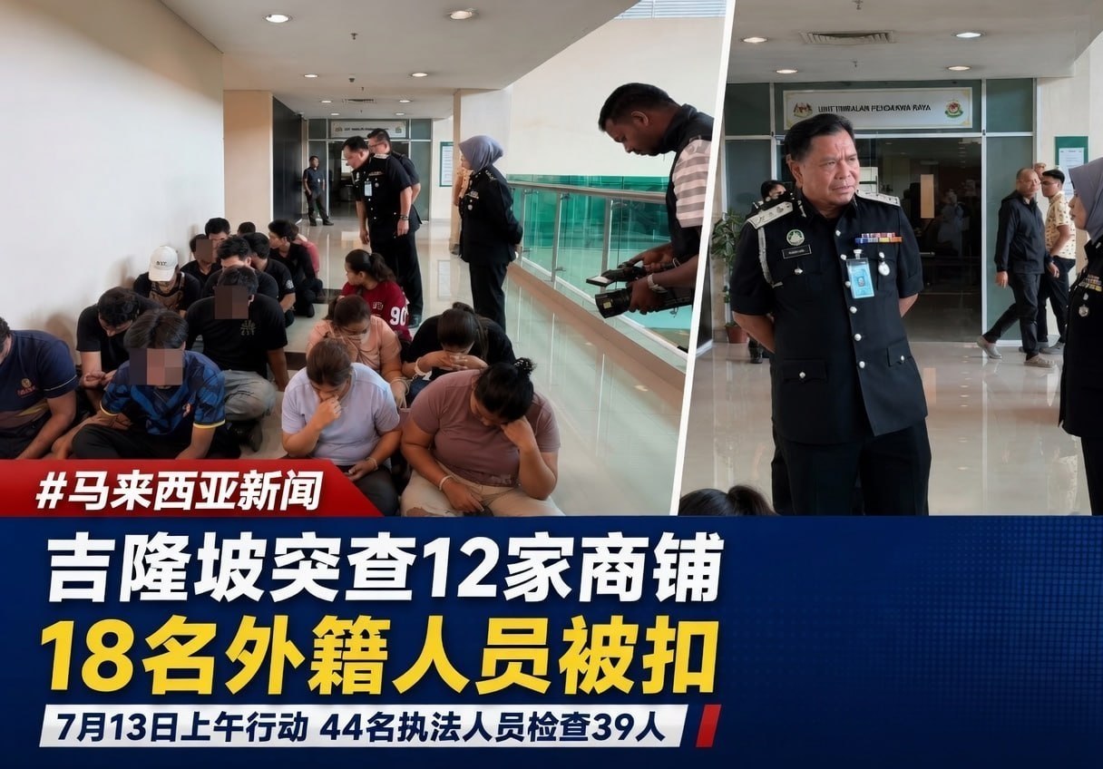 马来西亚资讯:吉隆坡移民局突查12家商铺,18名外籍人员当场被扣